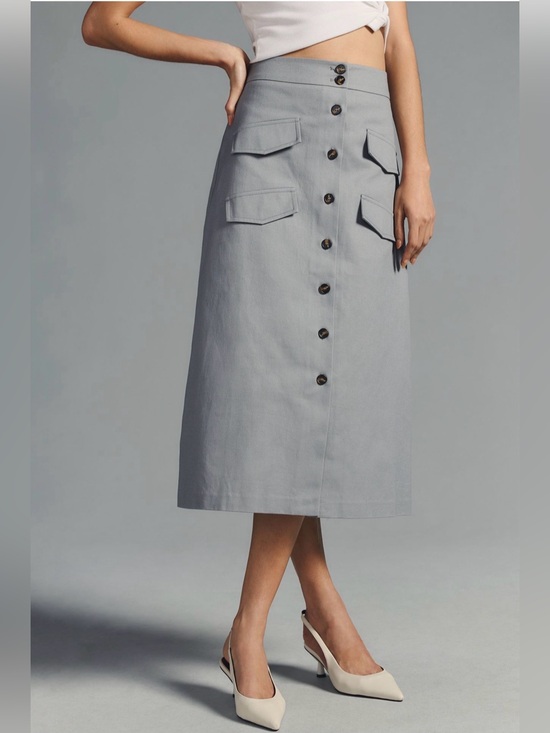 Anthropologie Dresses & Skirts - Mare Mare x Anthropologie Gray Button Front Utility Midi Skirt Size M